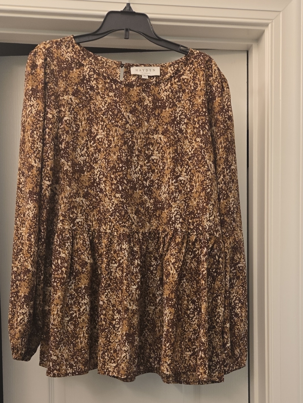 Brown Multi-Tone Peplum Blouse